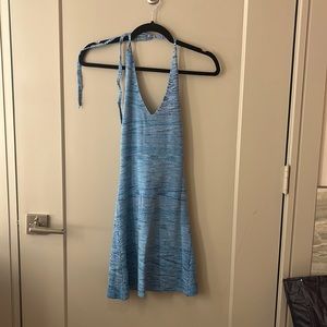 Halter Knit Mini Blue Dress